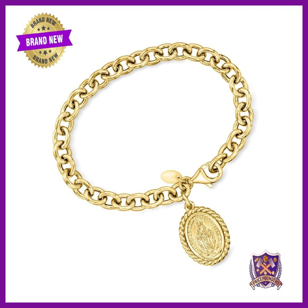 Italian 18kt Gold Over Sterling Silver Charm Bracelet 7 Inch